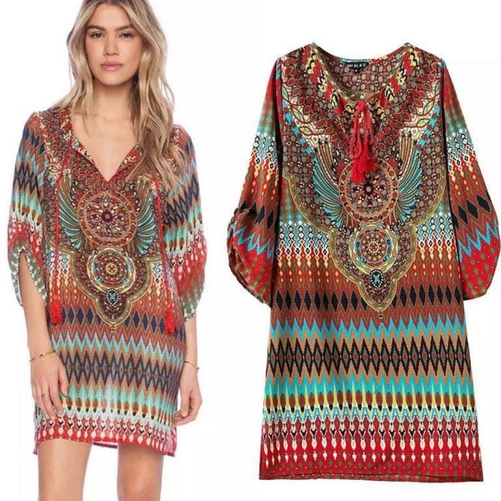 Colorful Bohemian Tunic Dress